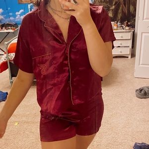 victoria’s secret burgundy sleepwear set